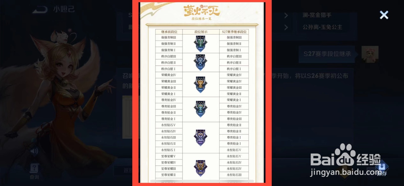 王者荣耀S27赛季段位如何继承