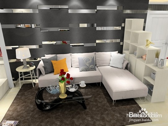 经典黑白时尚客厅效果图