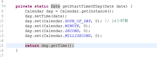 java获取某天零点和末点的函数