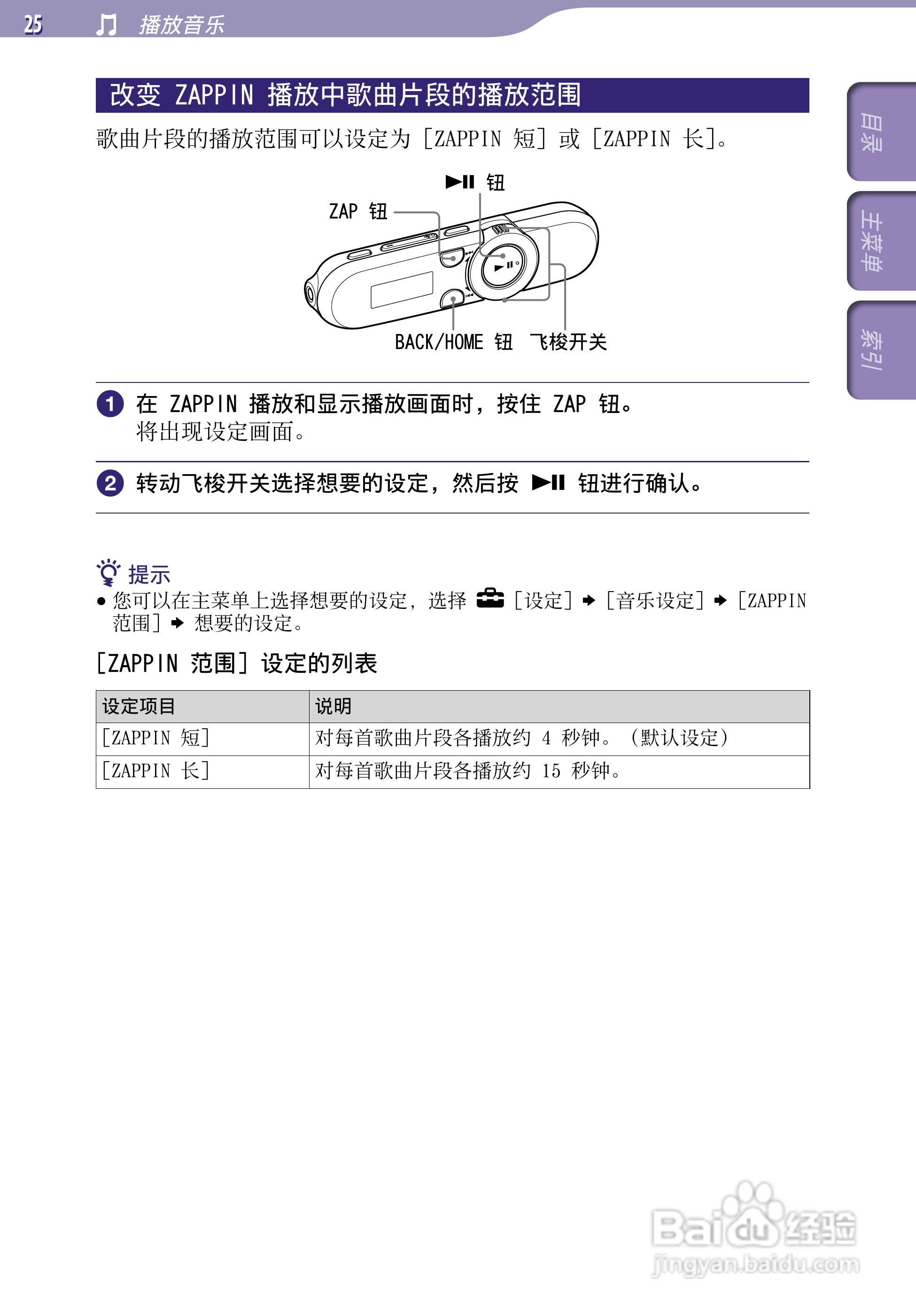 SONY索尼NWZ-B153数码影音使用说明书:[3]