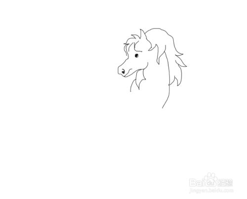 在头部上面再画出马的鬃毛,如图所示