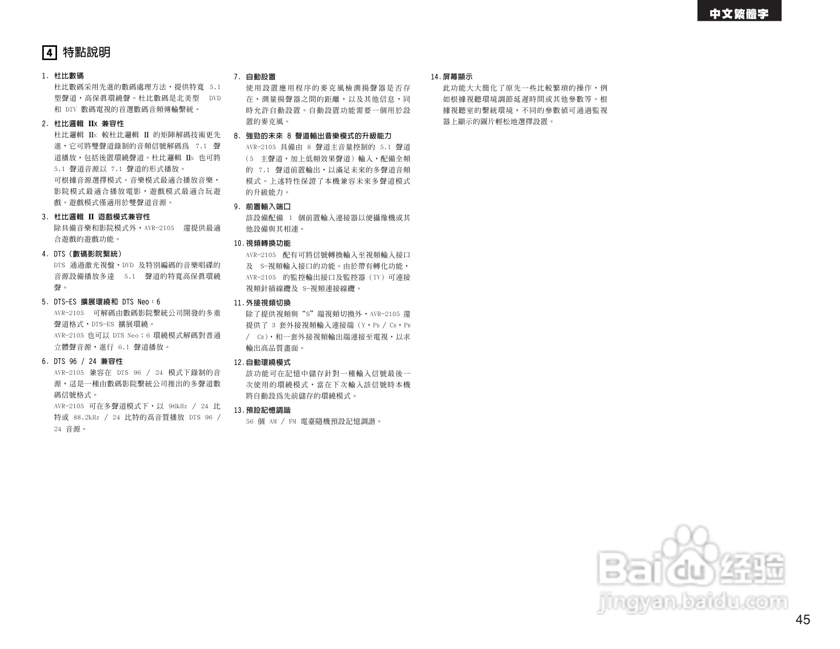 DENON AVR-2105收音环绕扩音机操作说明书:[3]