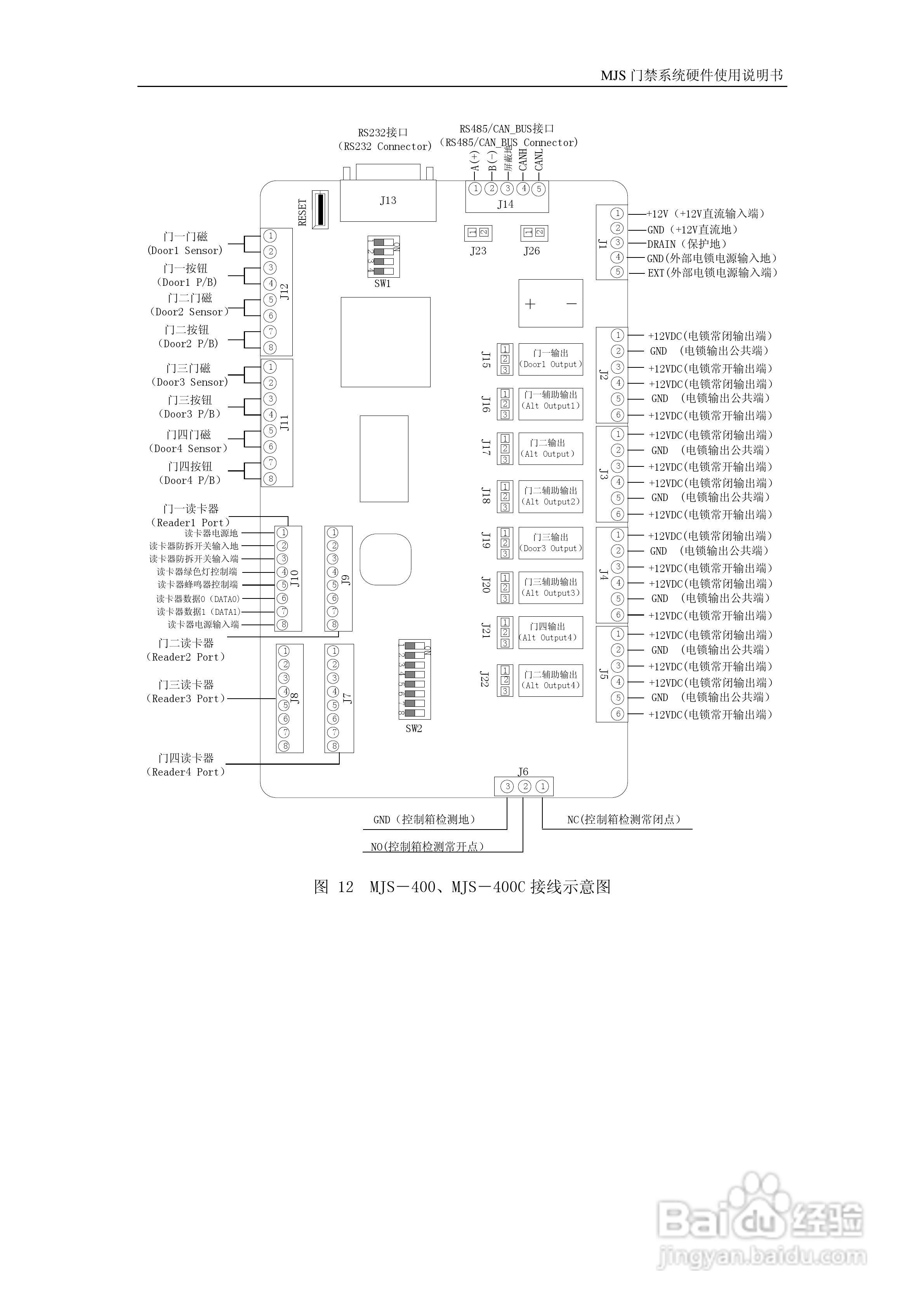 MJS-400C门禁控制器硬件说明书:[4]