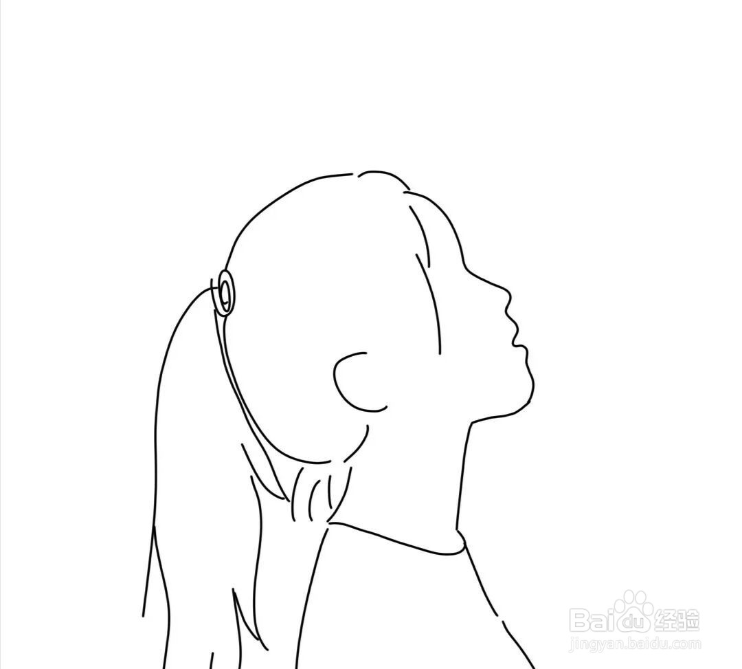 女孩侧脸简笔画教程