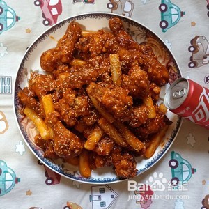 炸鸡年糕的做法