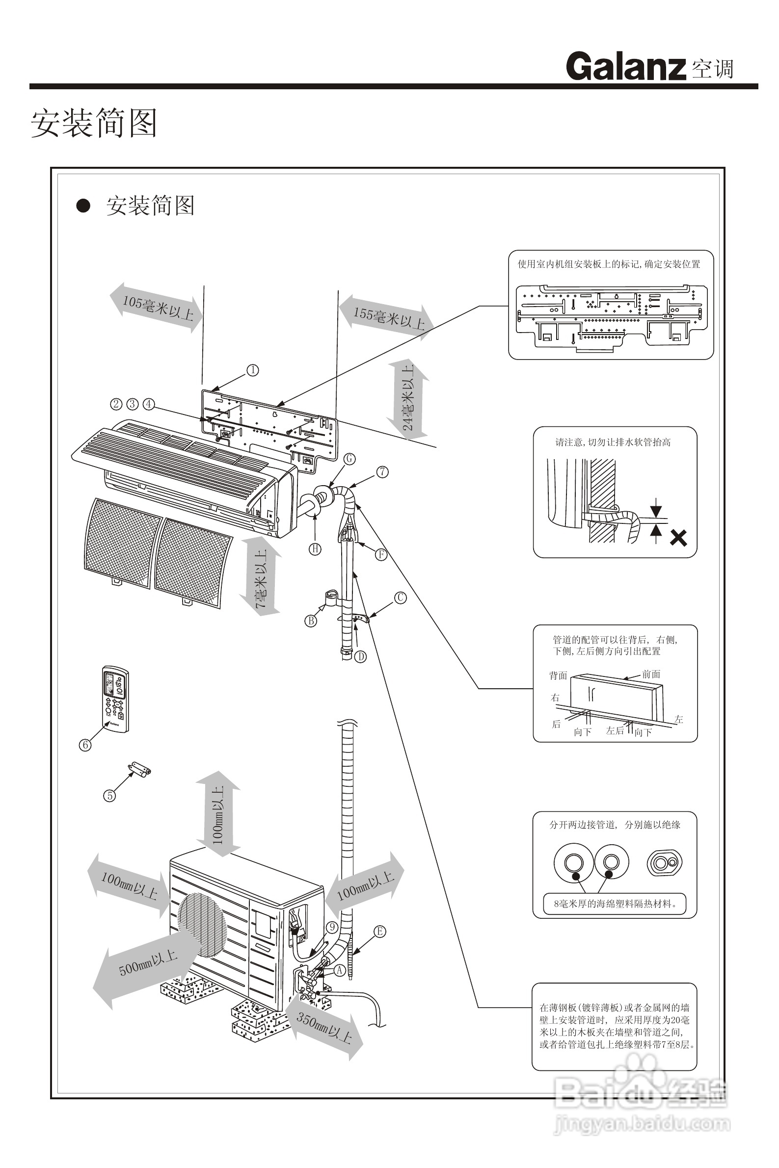 Galanz格兰仕KF-51GW/A1分体挂壁式房间空调器使用安装