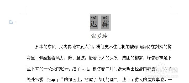 Word中如何横着放拼音