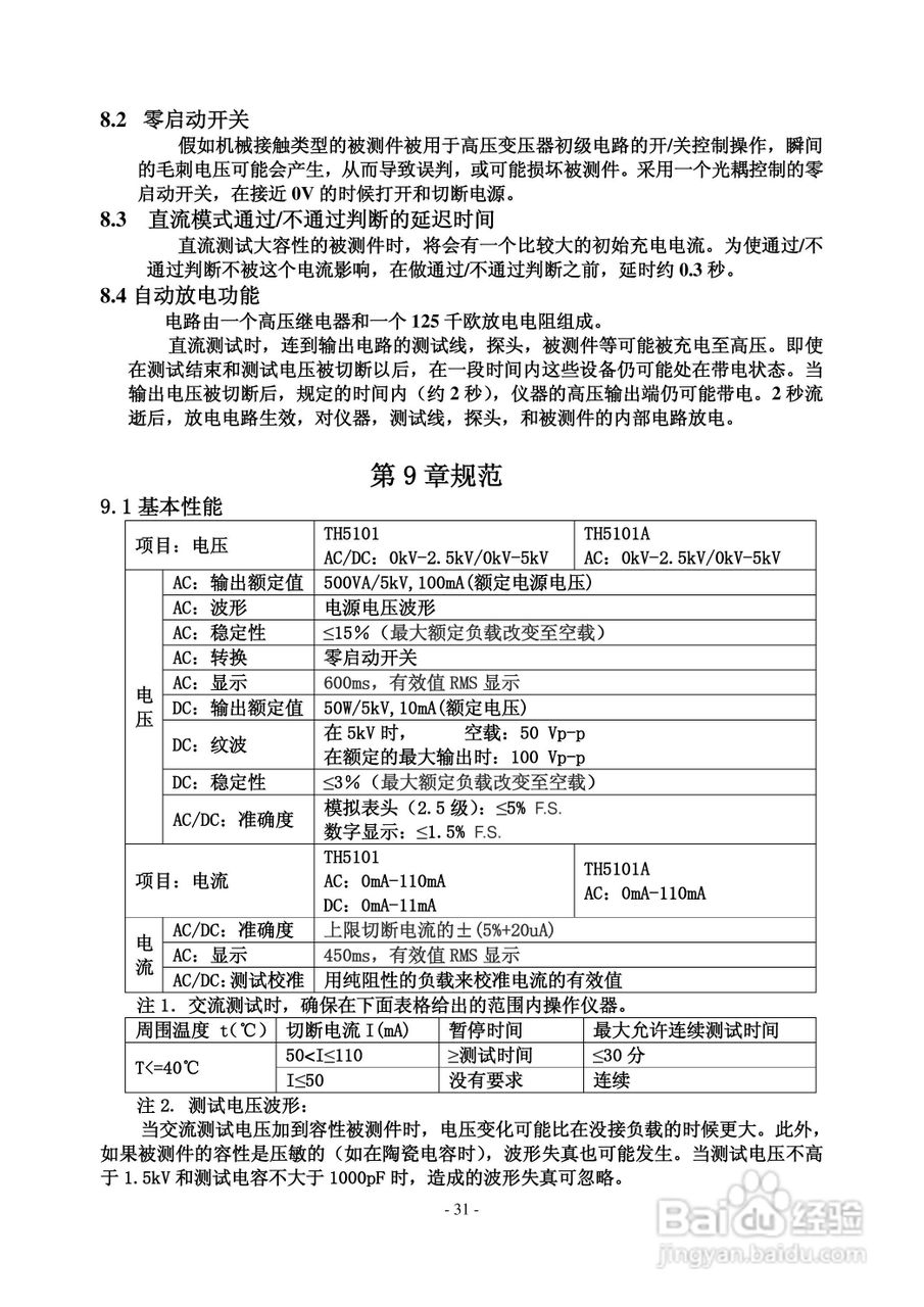 锦流源电子TH5101/TH5101A耐压仪说明书:[4]