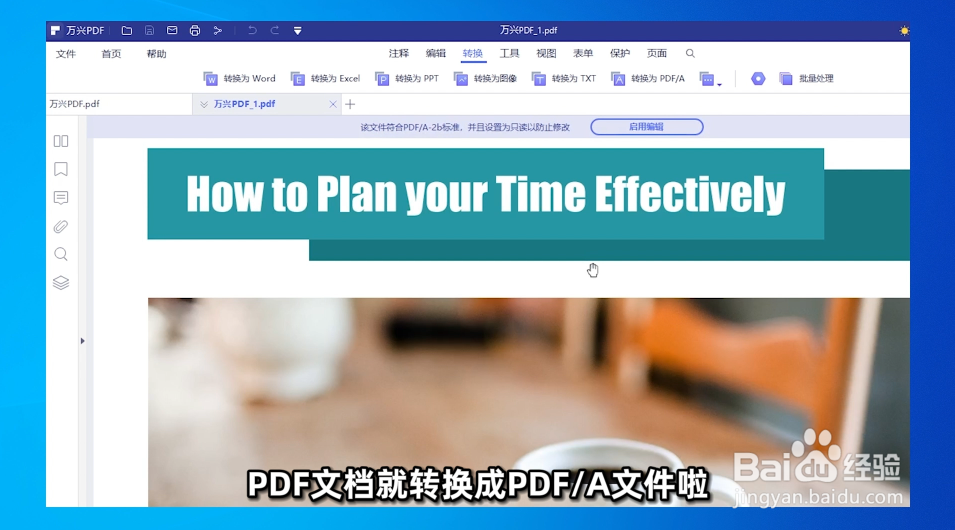 如何将PDF文档转换为PDF/A文件？