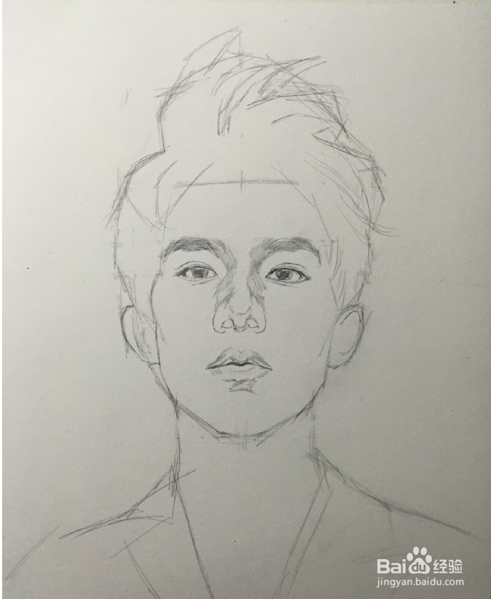 易烊千玺素描画像步骤教程