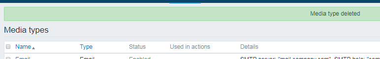 如何在zabbix中删除媒体类型？