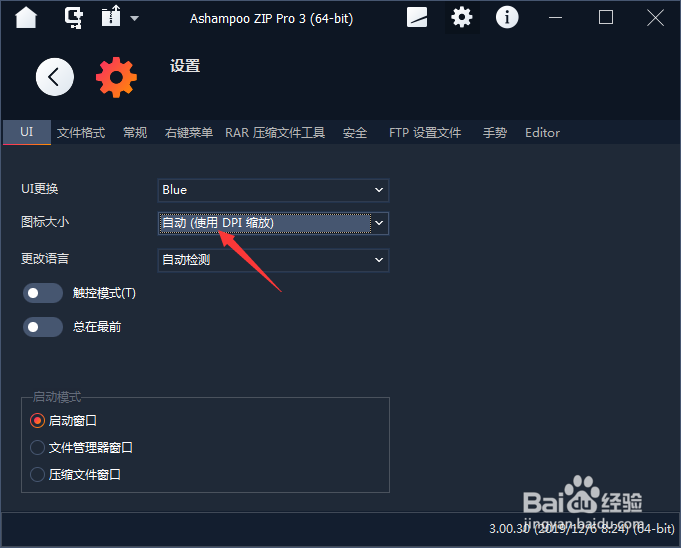 如何Ashampoo ZIP Pro 3图标大小设置为自动