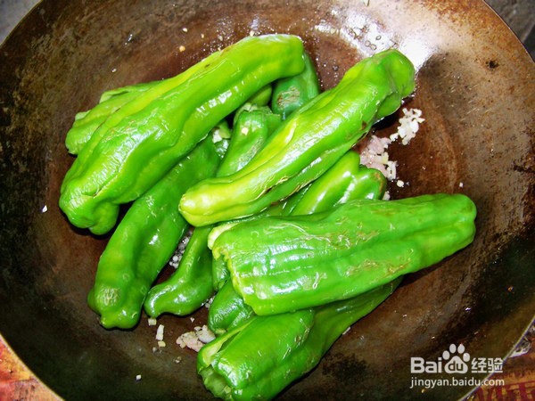 肉末虎皮烧辣椒