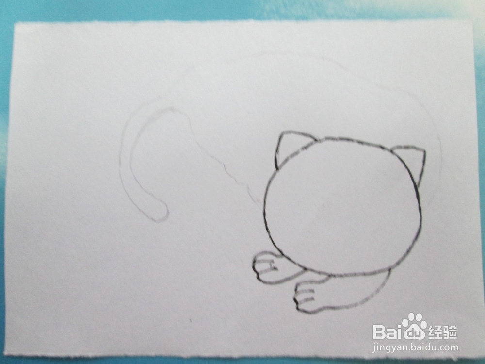 黑白线描画《猫咪》的作画步骤