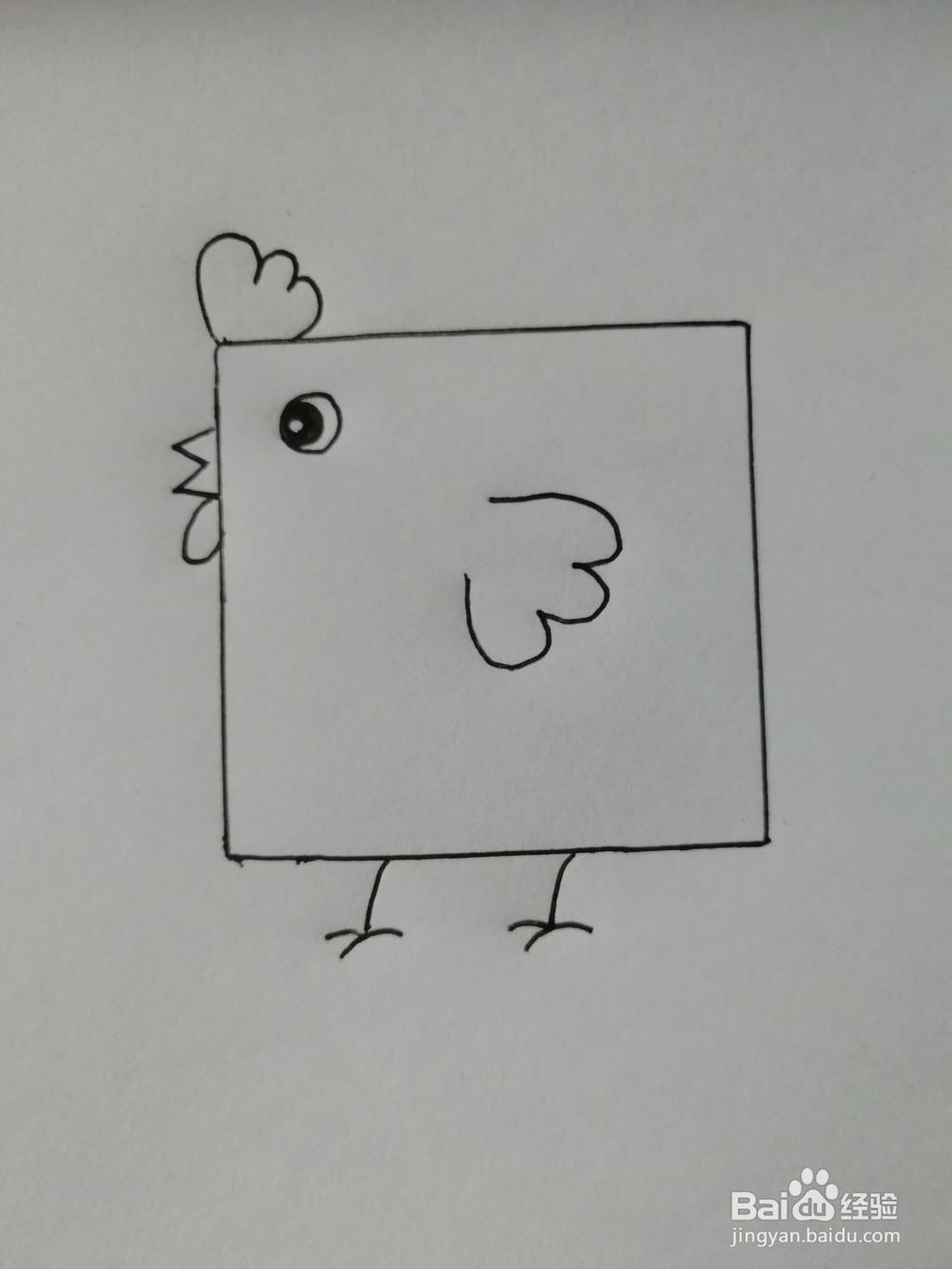 如何使用正方形画出一个简单的小公鸡