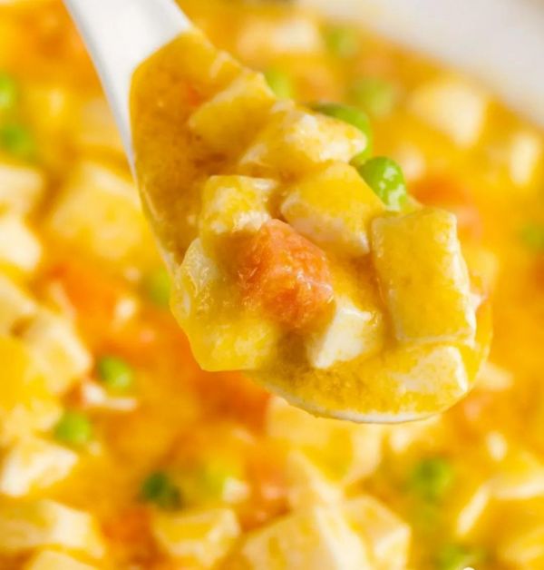 虾仁豌豆蟹黄豆腐