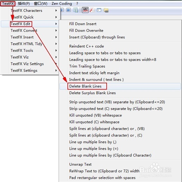 Notepad++ 中的插件TextFX