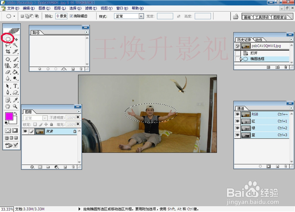 分享王焕升影视用PS8.0把选区转换成描边画图