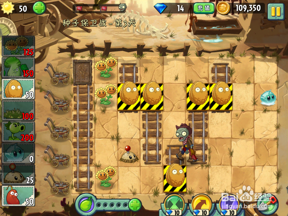 植物大战僵尸2 狂野西部 种子保卫战第三天 菜问