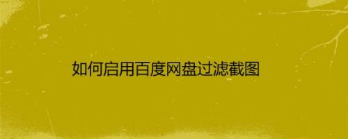 如何启用百度网盘过滤截图