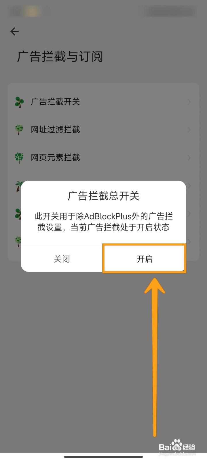 如何开启海阔视界的广告拦截开关？