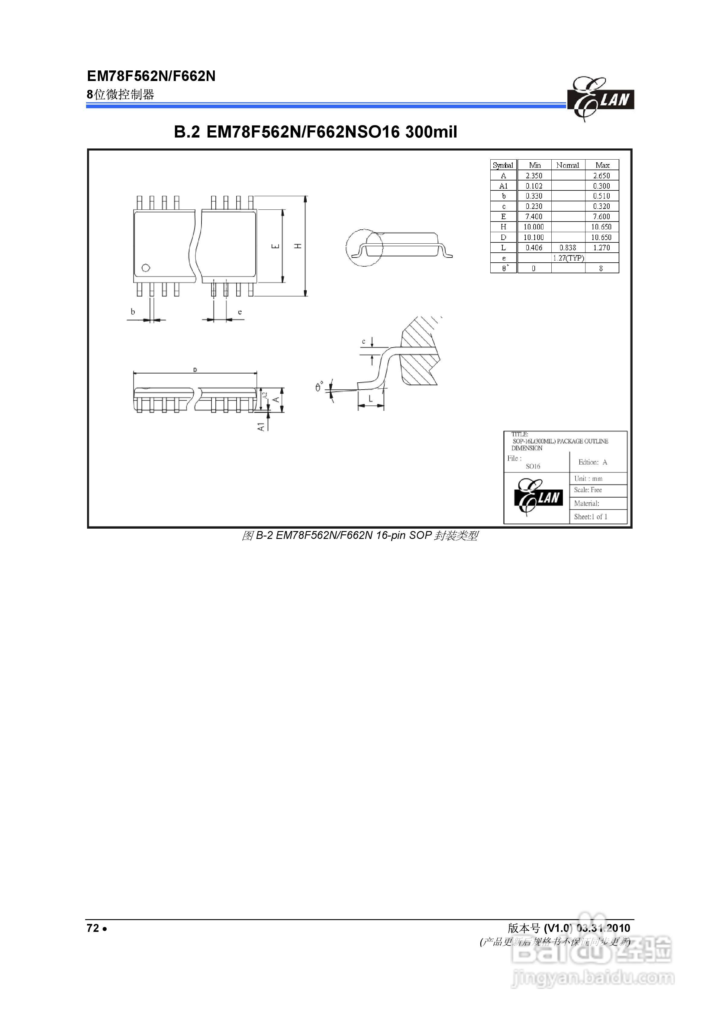 EM78F562N/F662N 8位微控制器说明书:[8]