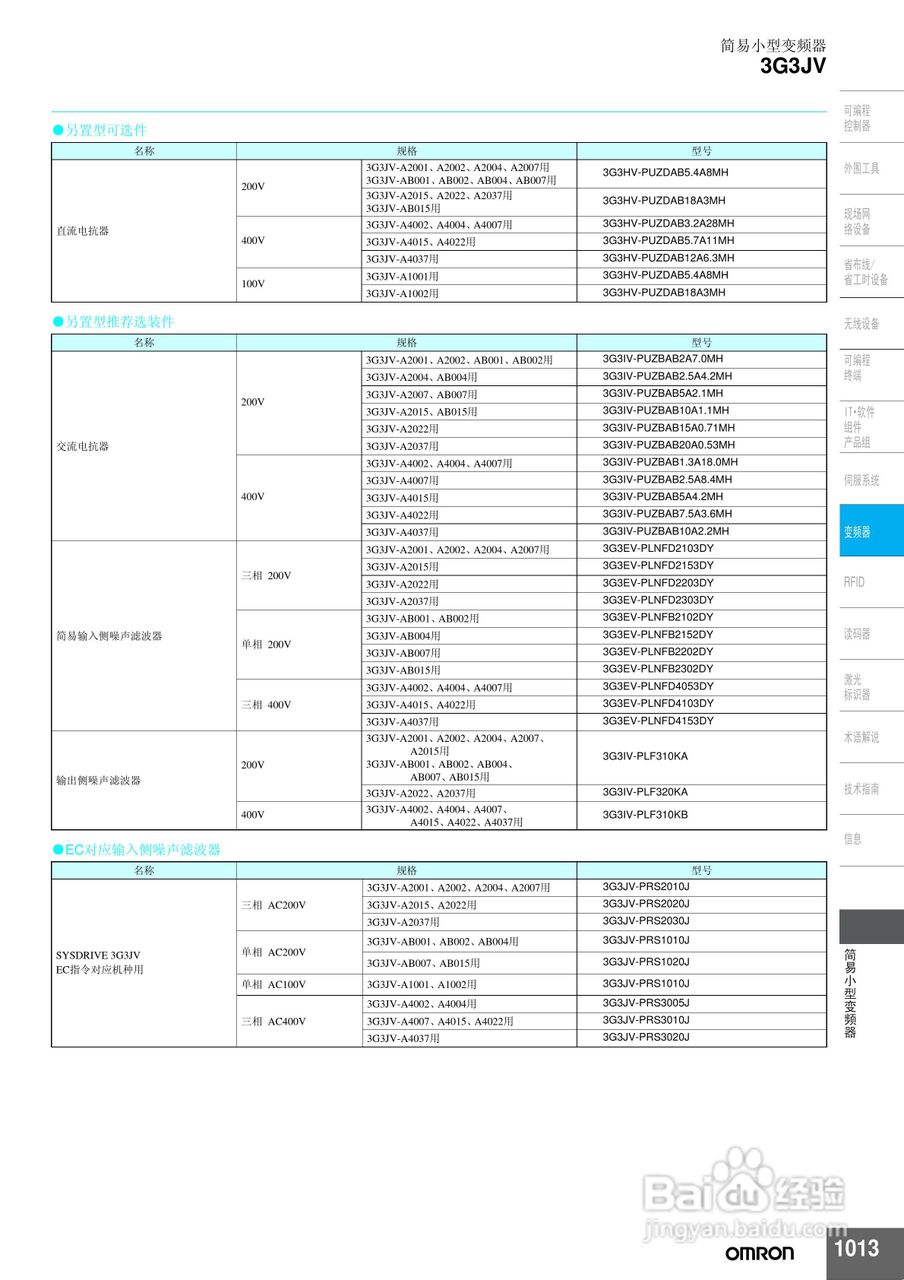 omron 3G3JV简易小型变频器说明书:[1]
