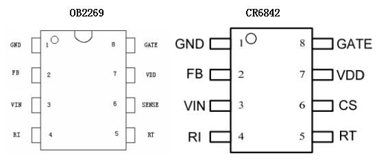 CR6842高集成度电流模式PWM控制器兼容OB2269