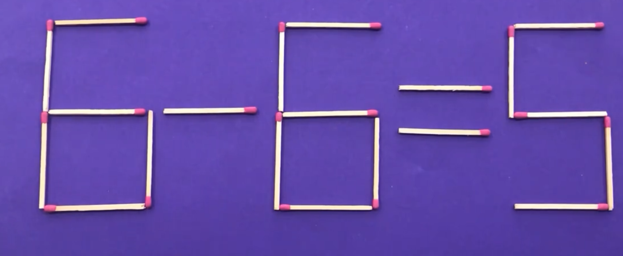 6-6=5只移动一根火柴使等式成立