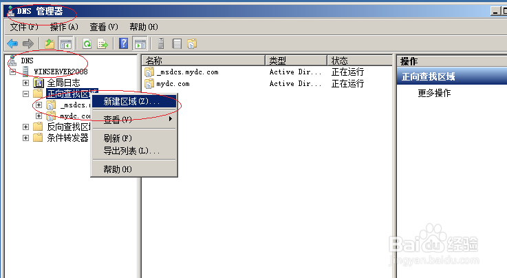 Windows server 2008操作系统新建DNS辅助区域