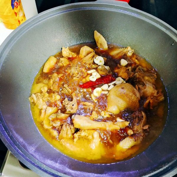 红烧鸡肉炖香菇