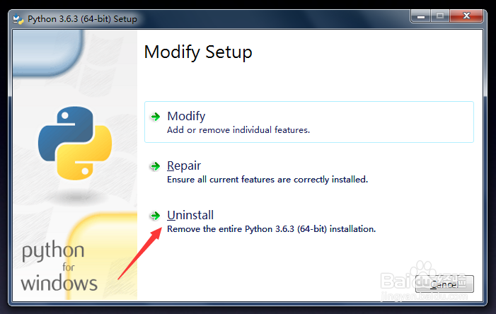 如何快速卸载Python 3.6