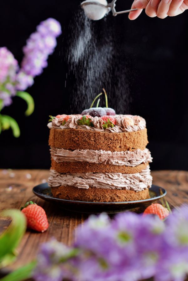 可可水果裸蛋糕