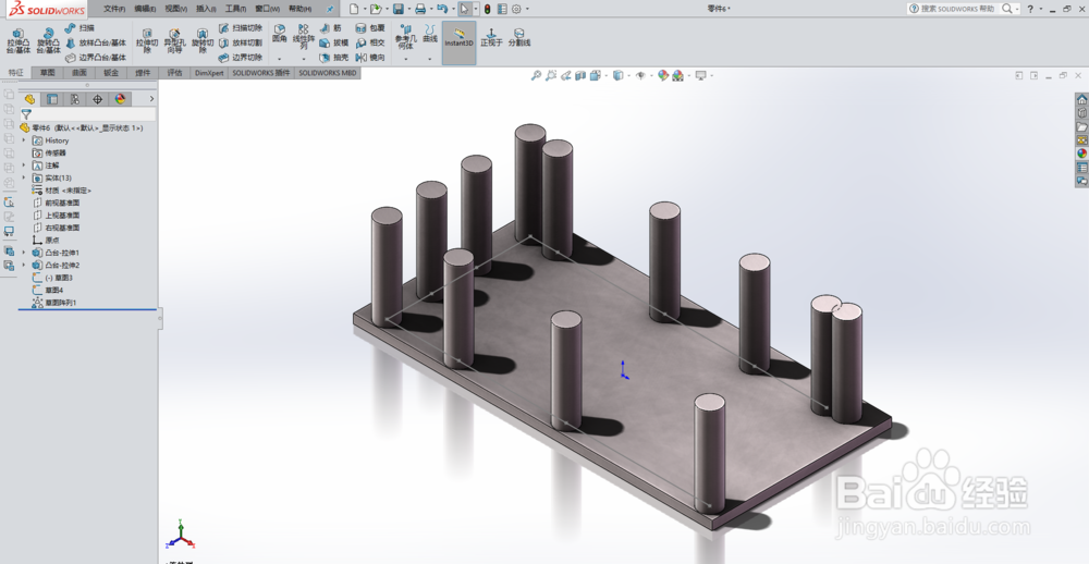 solidworks中，如何阵列不等间距