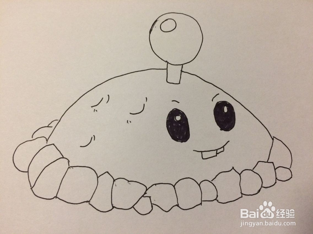 植物大战僵尸中土豆地雷的简笔画法