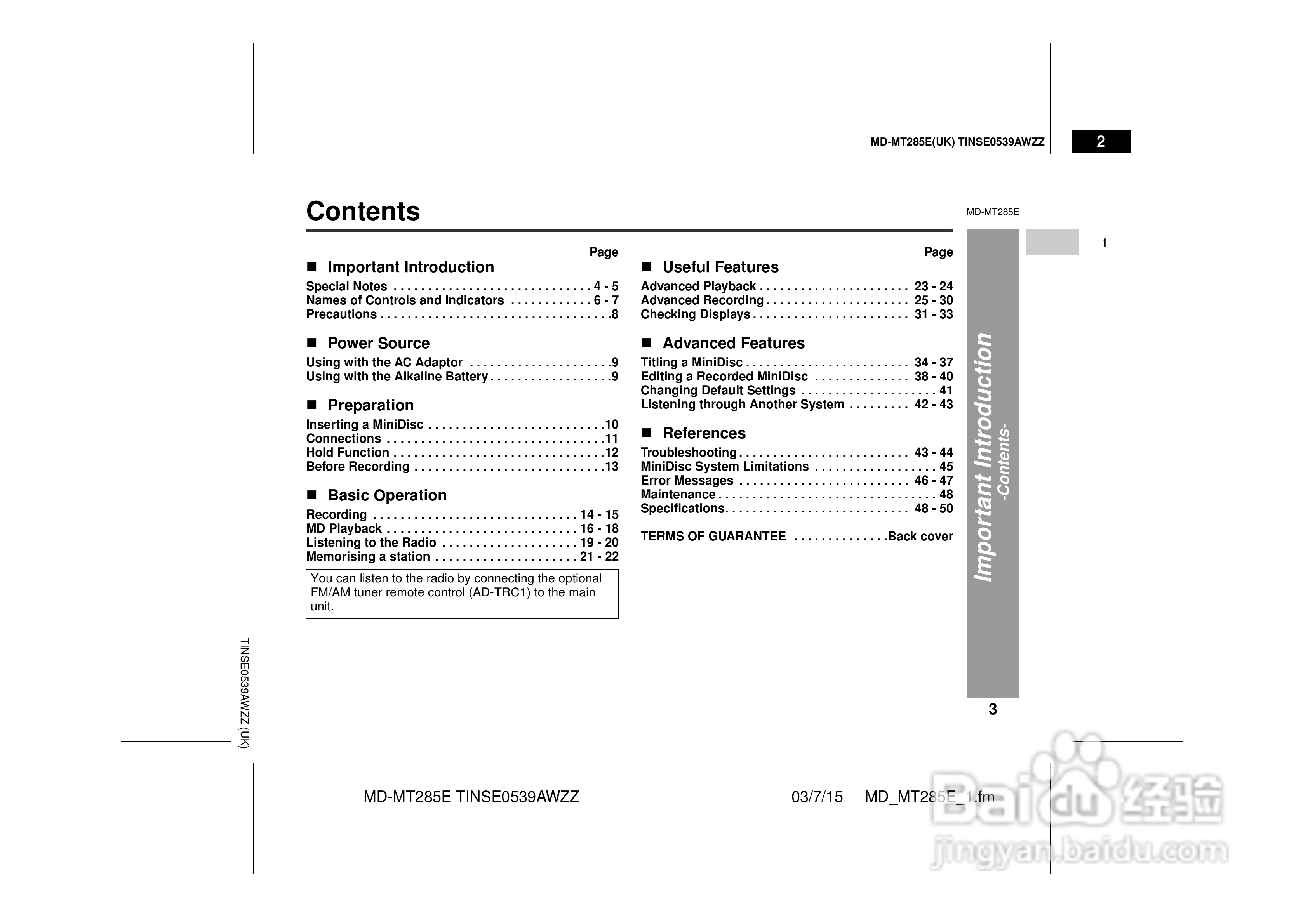 夏普MD-MT285E数码影音使用说明书:[1]