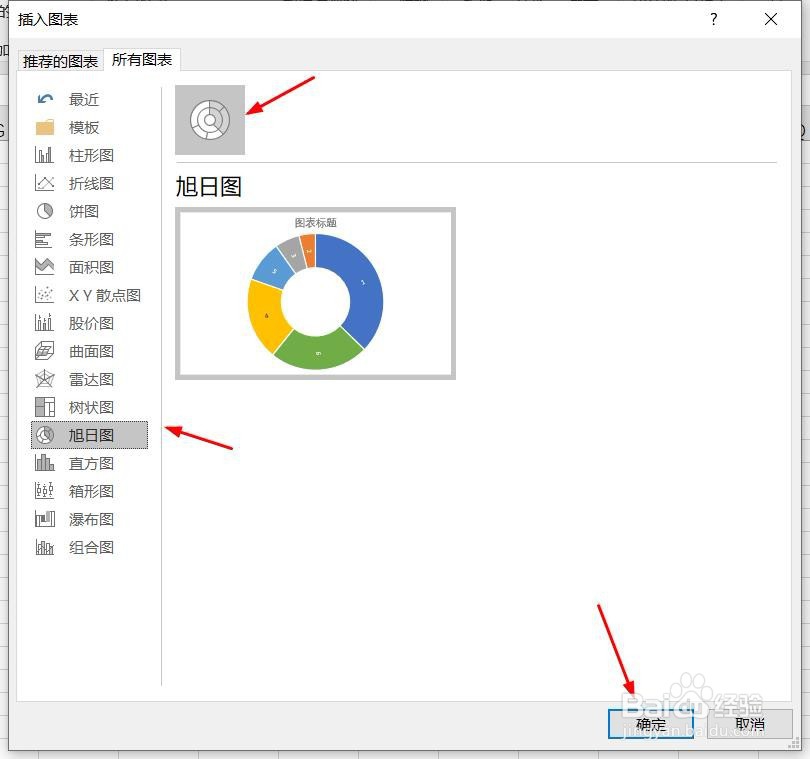 Excel数据表如何插入旭日图