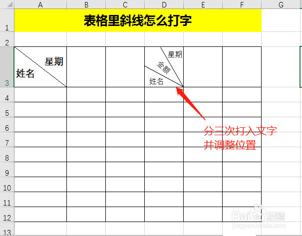 表格里斜线怎么打字