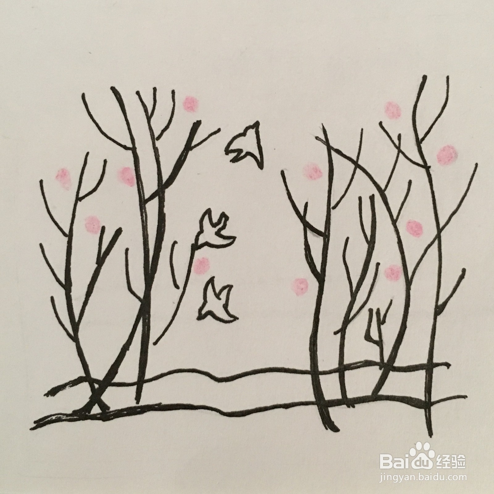 鸟语花香的树林怎么画