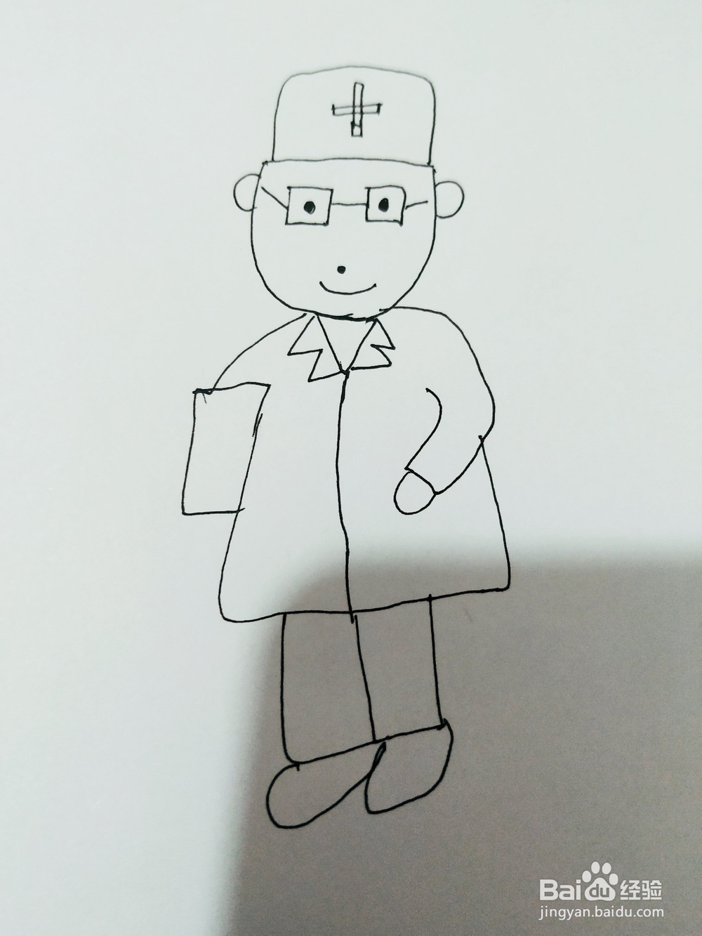 怎么画瘦高个医生简笔画