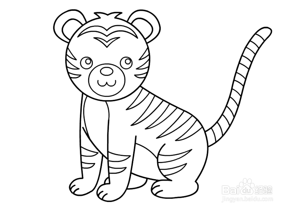 可爱的小老虎简笔画 分步画法