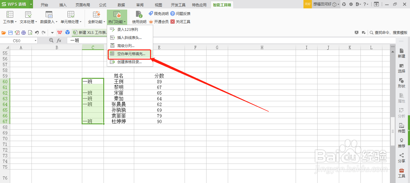 WPS表格怎么一键插入指定文本到空白单元格