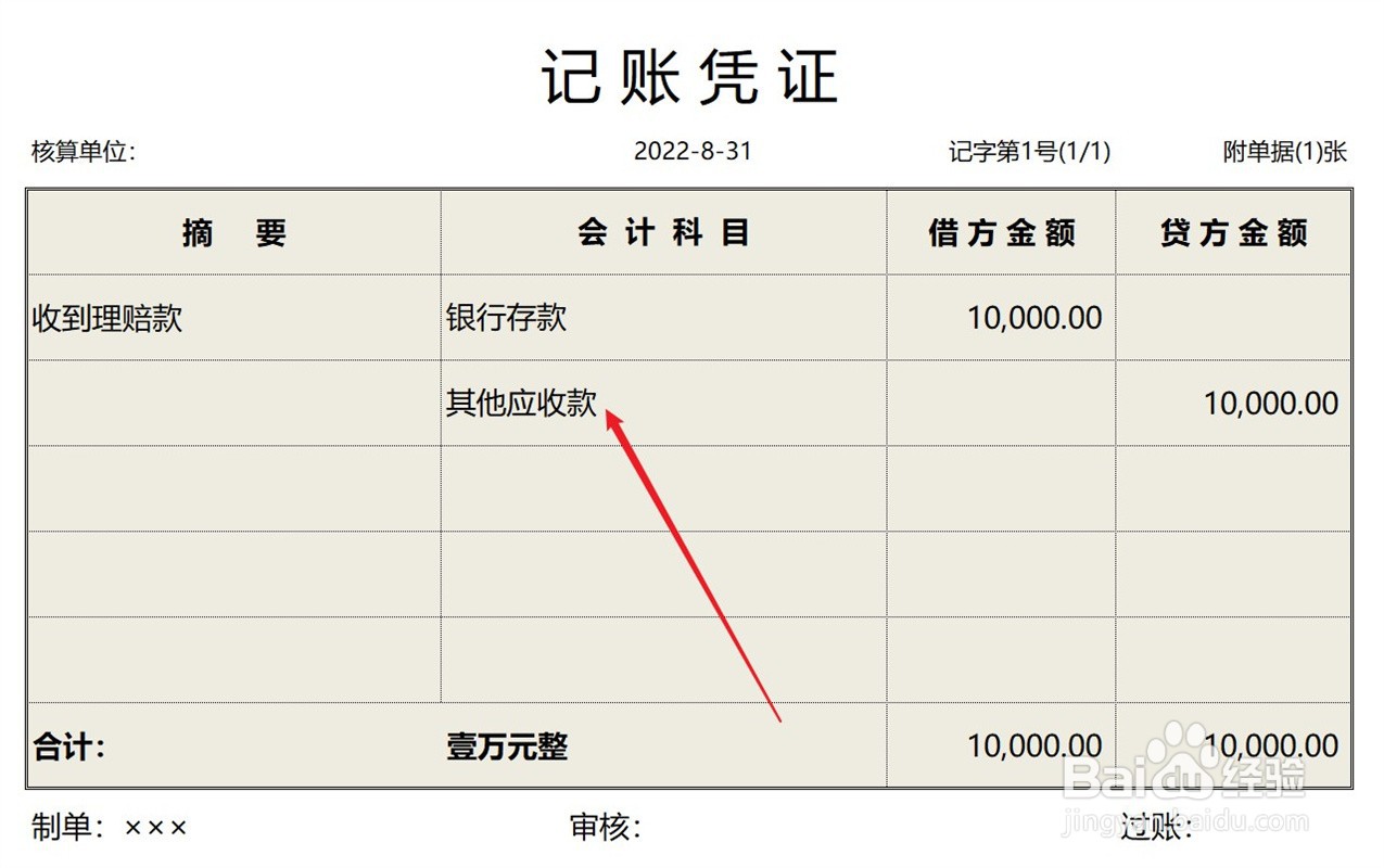 保险理赔款怎么做会计分录