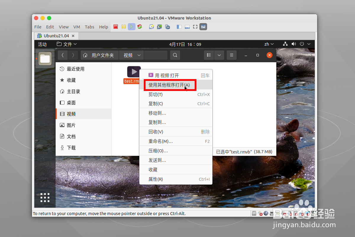 ubuntu21.04怎么播放rmvb视频