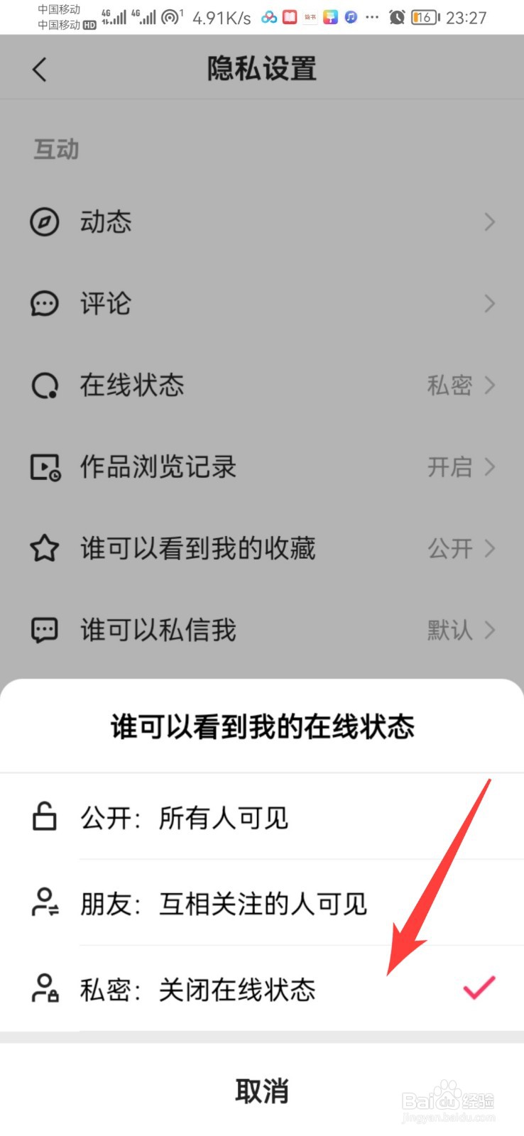 快手极速版的在线状态可以设置隐身吗