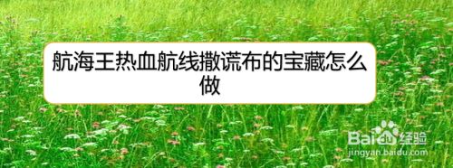 航海王热血航线撒谎布的宝藏怎么做