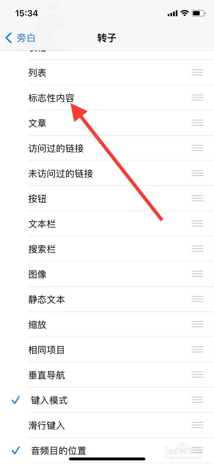 iPhone旁白转子打开“标志性内容”