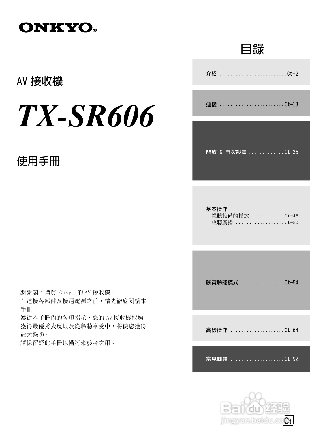 安桥TX-SR606型影音扩大机使用说明书:[1]