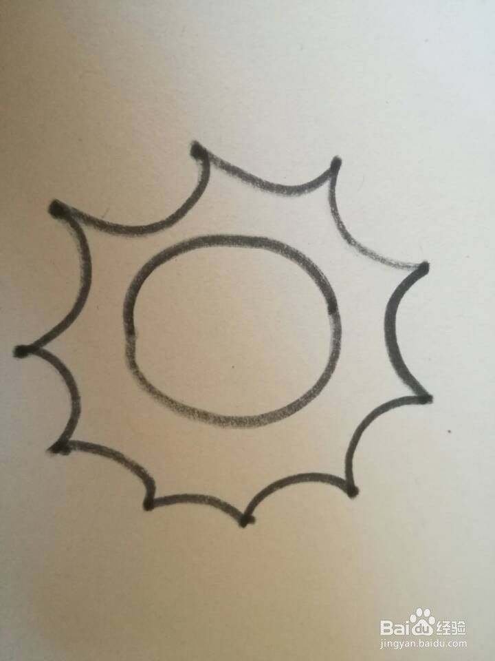 教幼儿画带有光芒的太阳(利用辅助点)