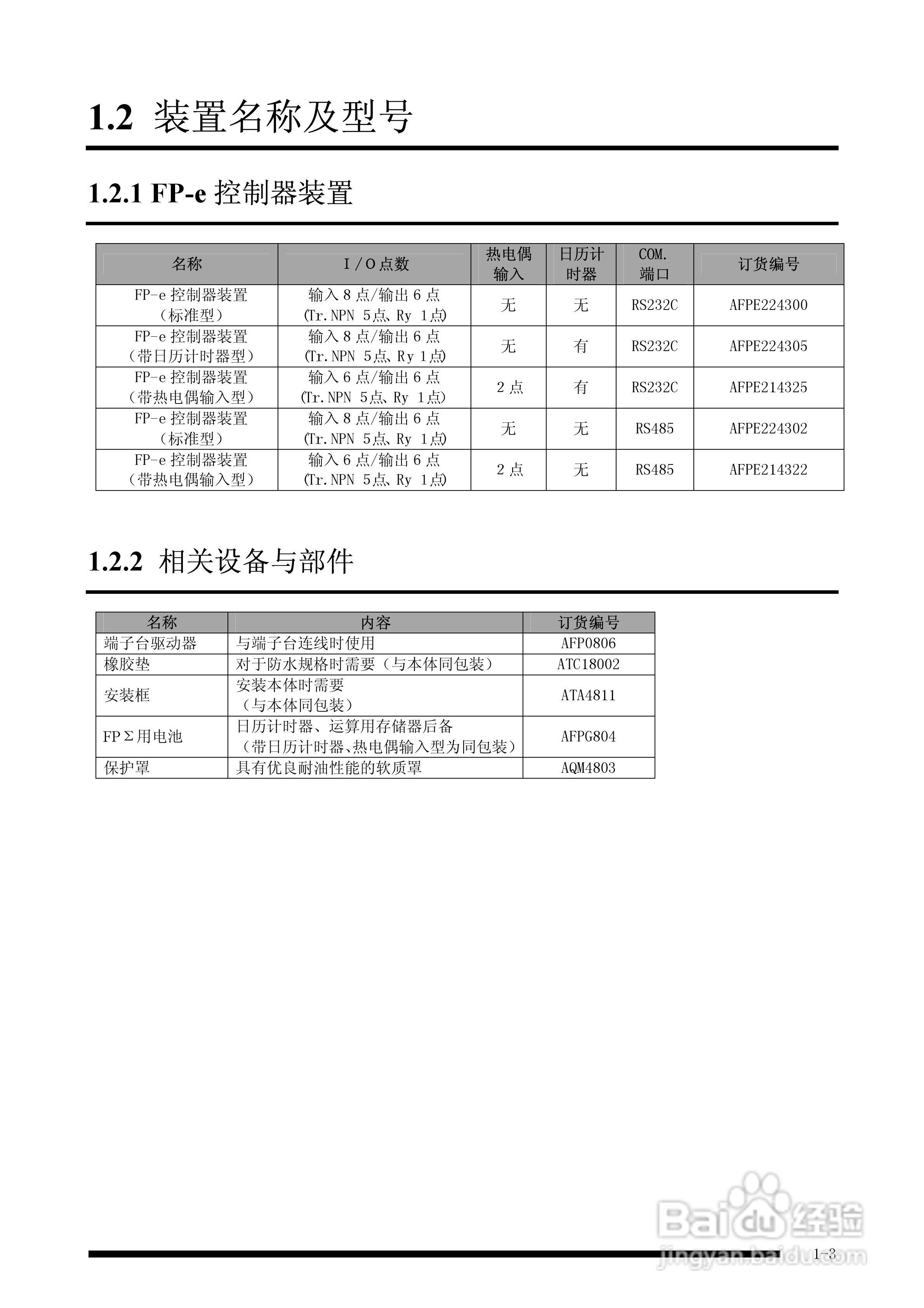 panasonic 面板安装型控制器FP-e控制装置用户手册:[2]